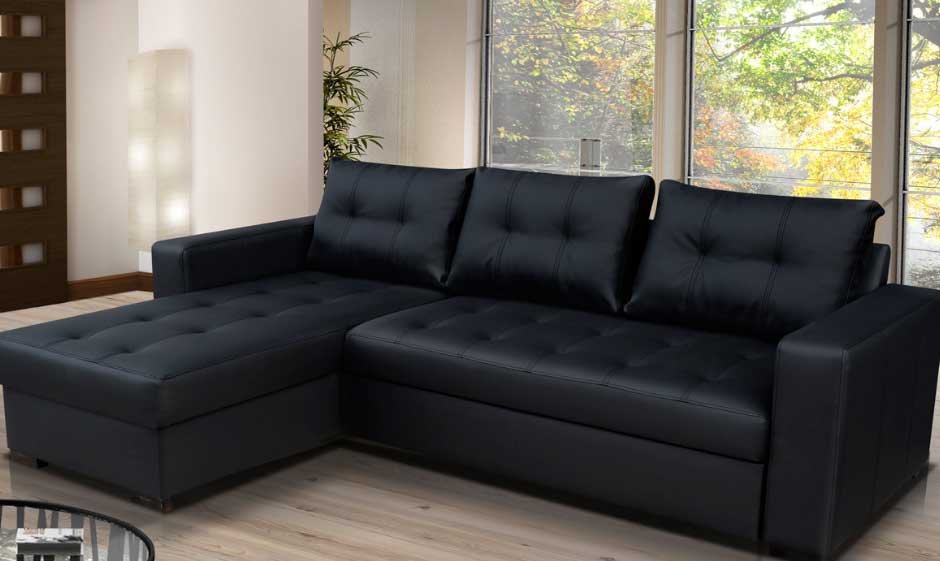 Stylish Petrol Facing Corner Sofa Bed in Black – Perfect for Any Room